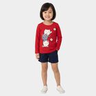 Girls Fuchsia Cotton Blend Round Neck Regular Top, Fuchsia, small