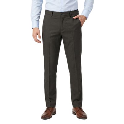 Men's Black Slim Fit Flat-Front Formal Trousers