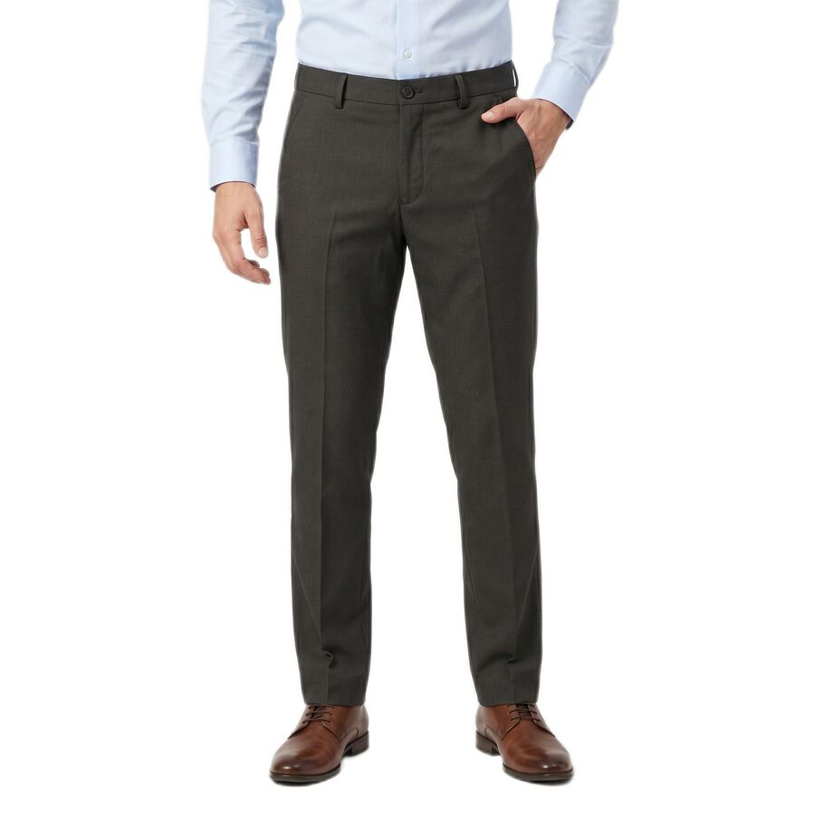 Men's Black Slim Fit Flat-Front Formal Trousers, Black, large