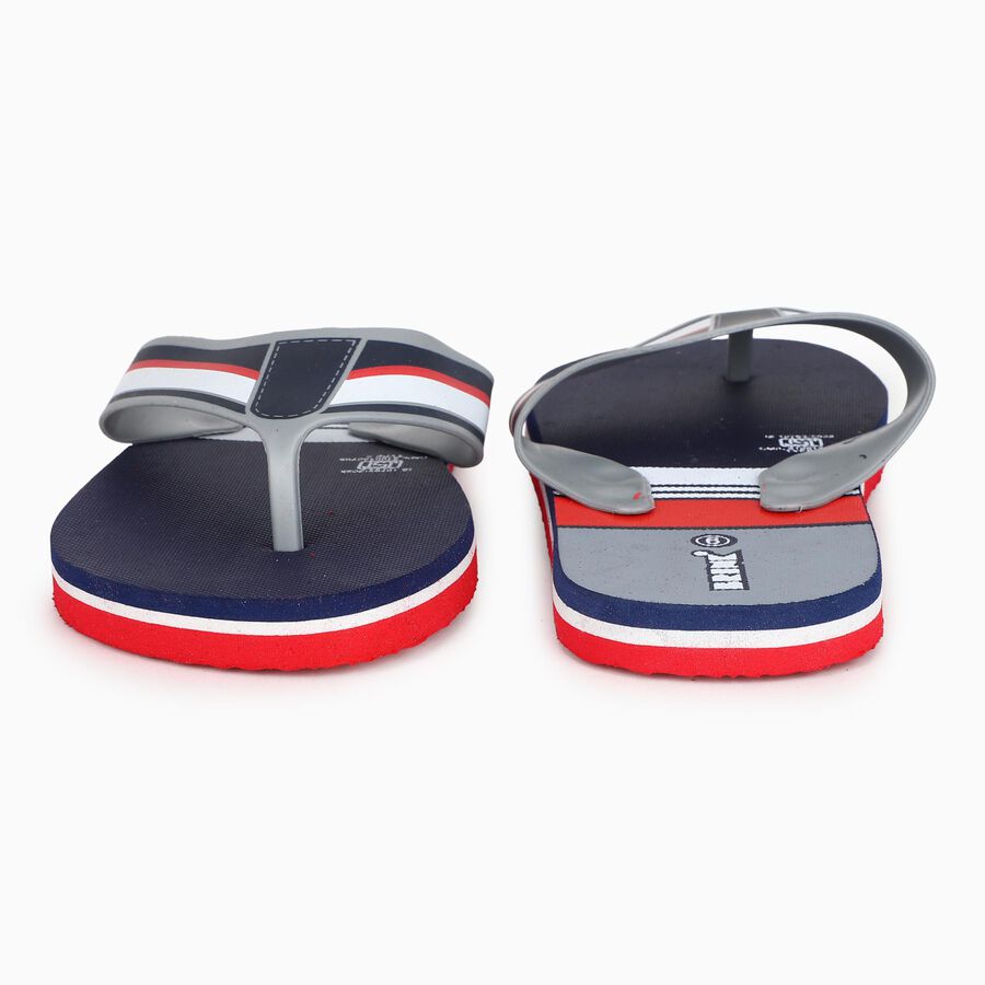 Men's Navy Blue Striped Thong Strap Flip-Flops, Navy Blue, large