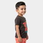 Boys Black Cotton Round Neck Regular Boys T-Shirt, Charcoal, small