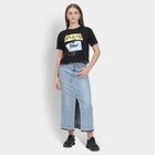 Ladies' 100% Cotton Skirt , हल्का नीला, small image number null
