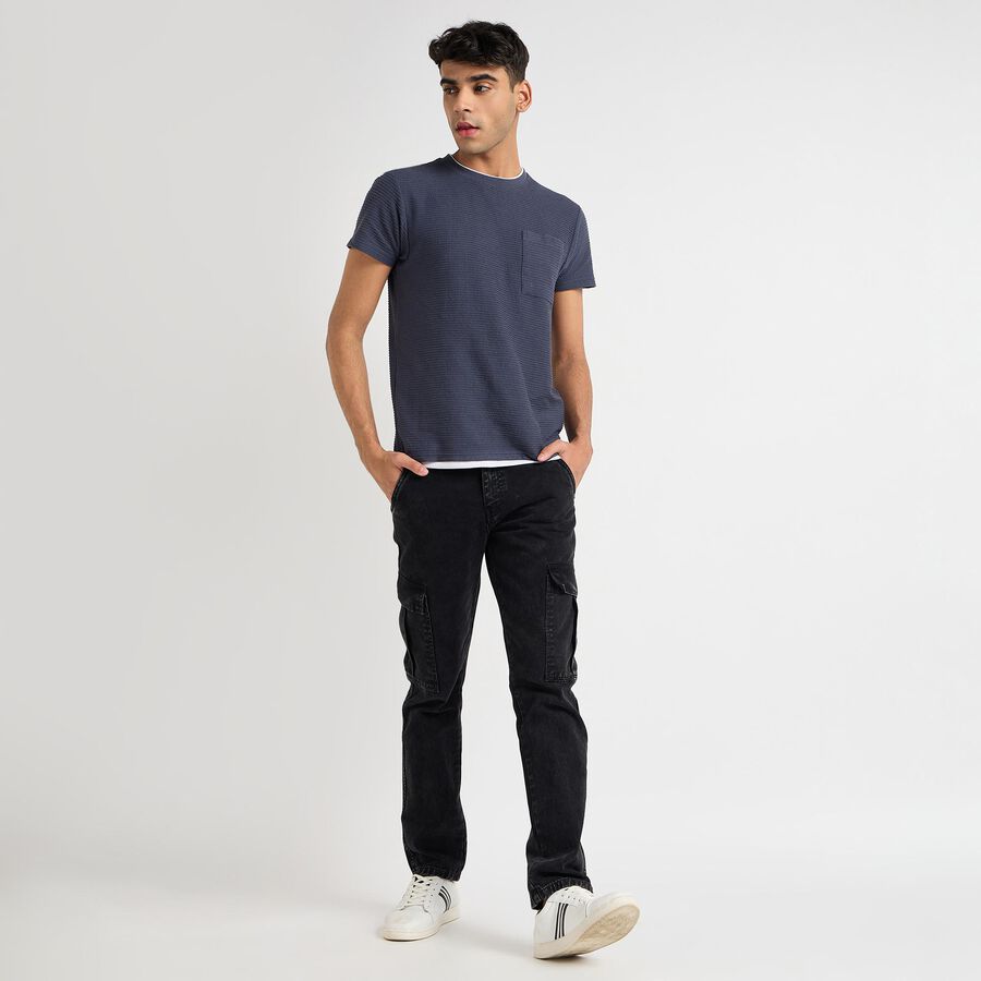 Men's Round Neck T-Shirt, नेवी ब्लू, large image number null