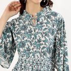 Women's Teal Floral Ruffled Neck Bohemian Dress, ऑफ व्हाइट, small image number null