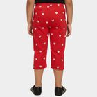 Girls' Fuchsia Regular Fit Heart Printed Elastic Waist Capri, Fuchsia, small