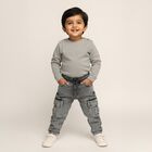 Boys Washed Grey Cargo Fit Elastic Waist Jeans, हल्का ग्रे, small image number null
