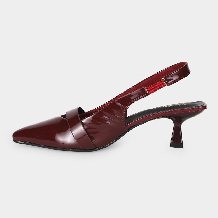 Women's Maroon Slingback Pointed Toe Heels, Maroon, large
