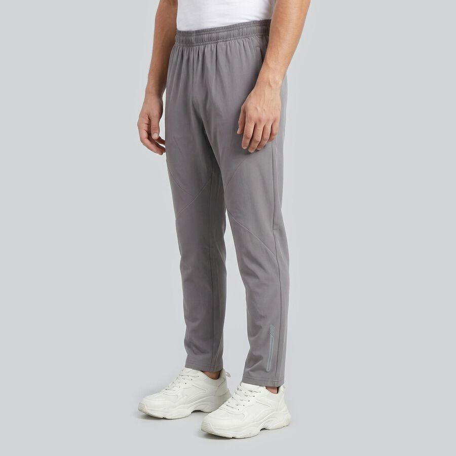 Men's Grey Slim Fit Seam Panel Track Pants, हल्का ग्रे, large