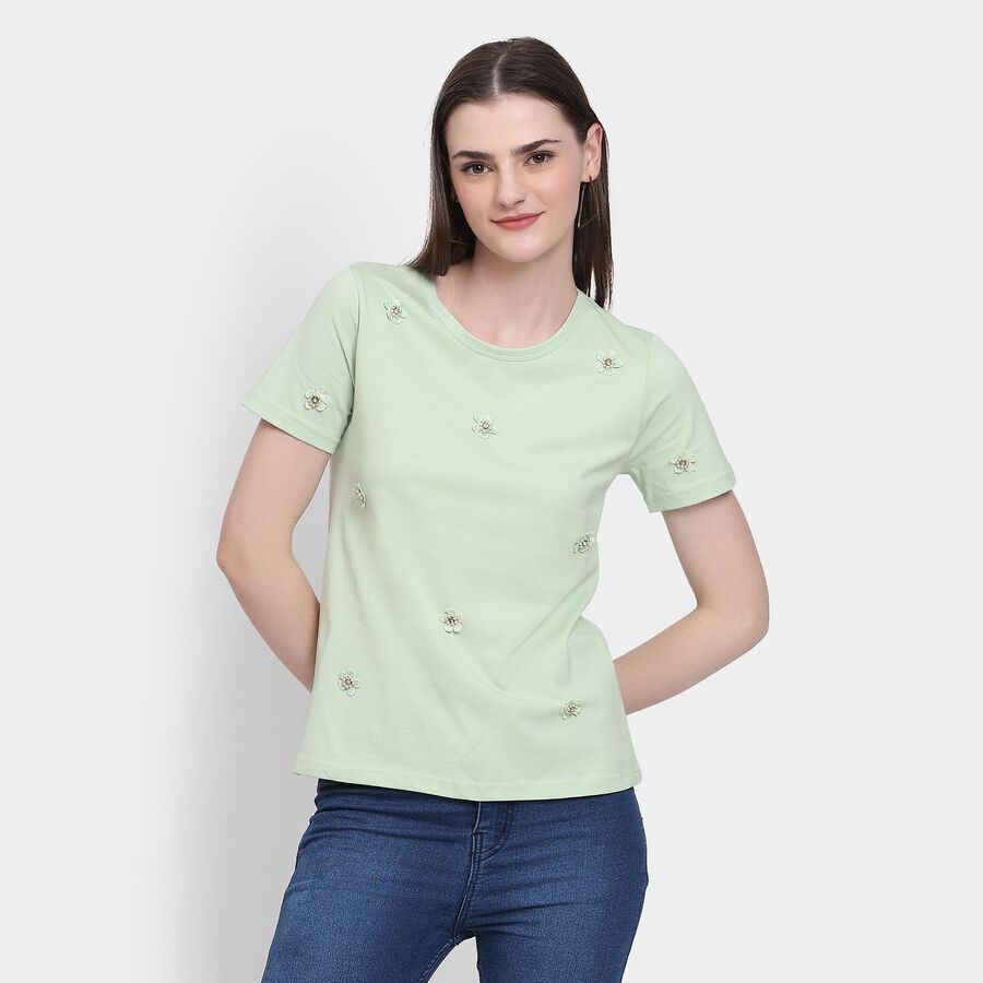 Ladies' 100% Cotton Top, Light Green, large image number null