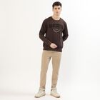 Men's Dark Chocolate Crew Neck Graphic Sweatshirt, Brown, small image number null