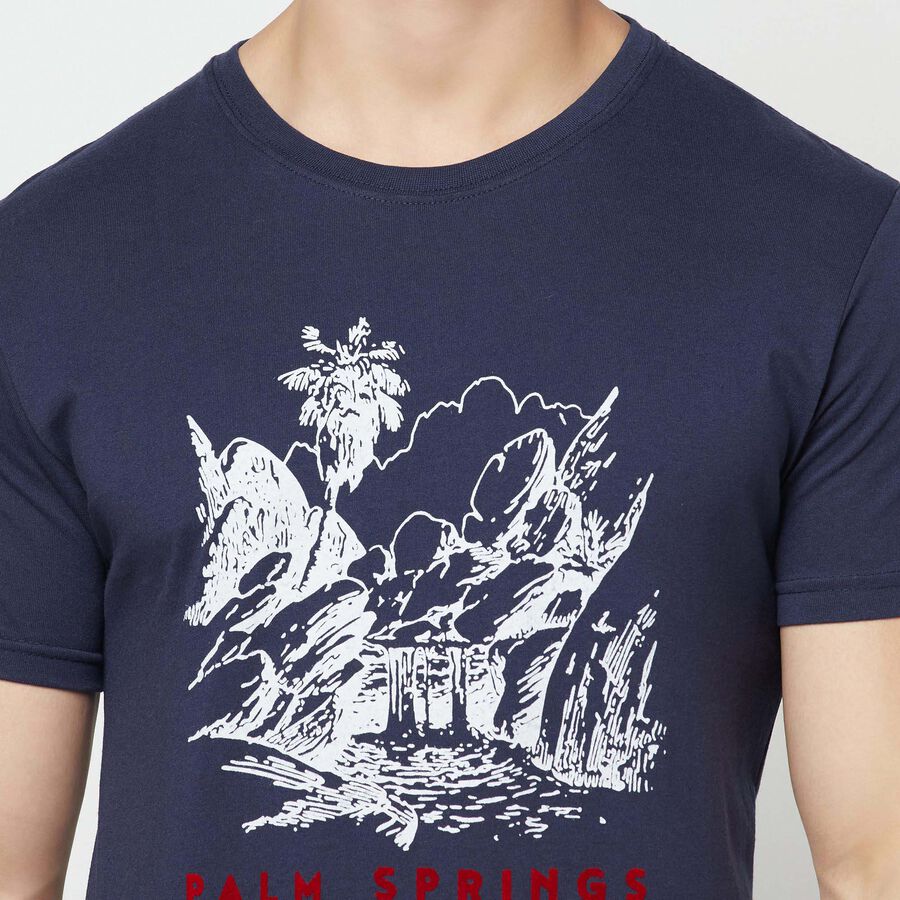 Round Neck T-Shirt, Navy Blue, large image number null