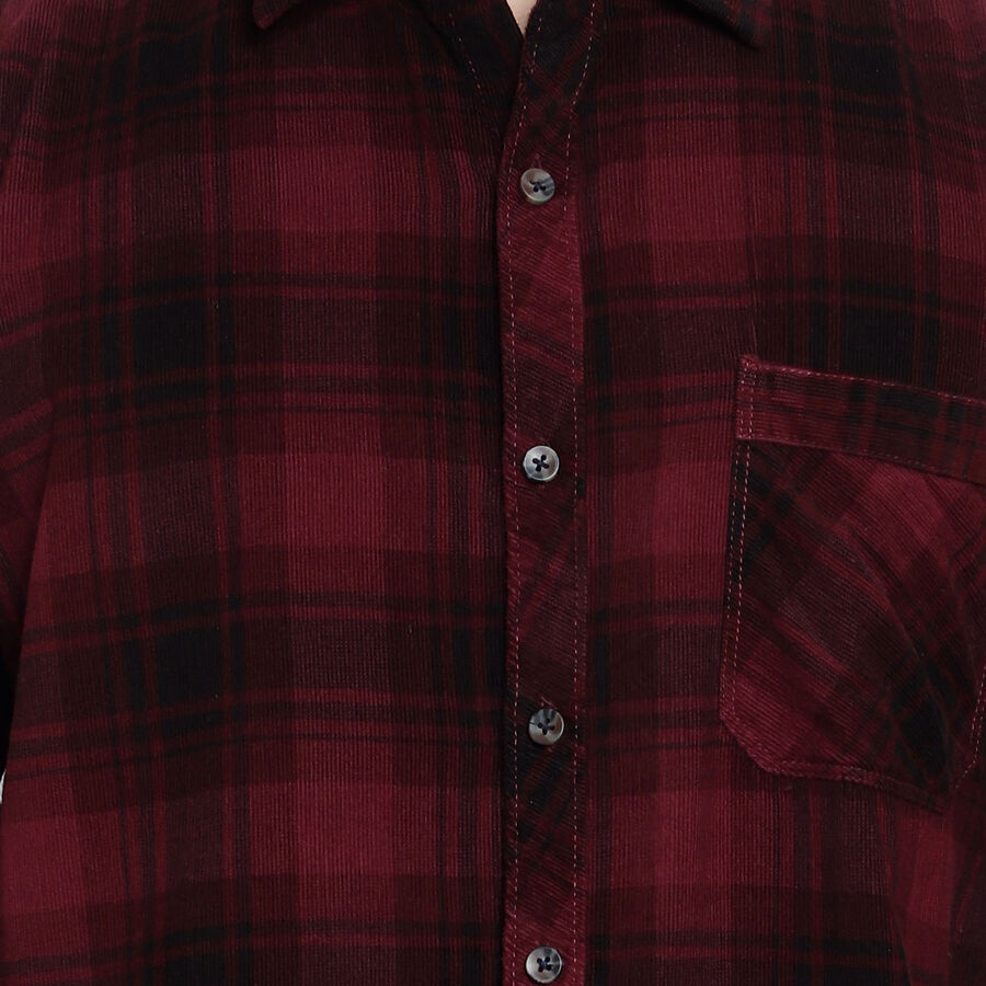Cotton Checks Casual Shirt, Wine, large image number null
