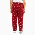 Girls' Deep Red Dragonfly Print Cotton Blend Pyjama, वाइन, small image number null