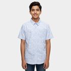 Boys' Light Blue Cotton Button Down Collar Casual Shirt, Light Blue, small