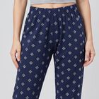 Women's Navy Blue Straight Fit Geometric Printed Pyjama, नेवी ब्लू, small