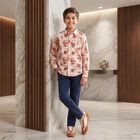 Boys Off White Cotton Casual Shirt, Off White, small