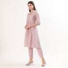 Women's Light Lavender Purple Round Neck Solid Kurta, Lilac, small