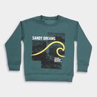 Boys Dark Teal Crew Neck Graphic Sweatshirt, Dark Green, small