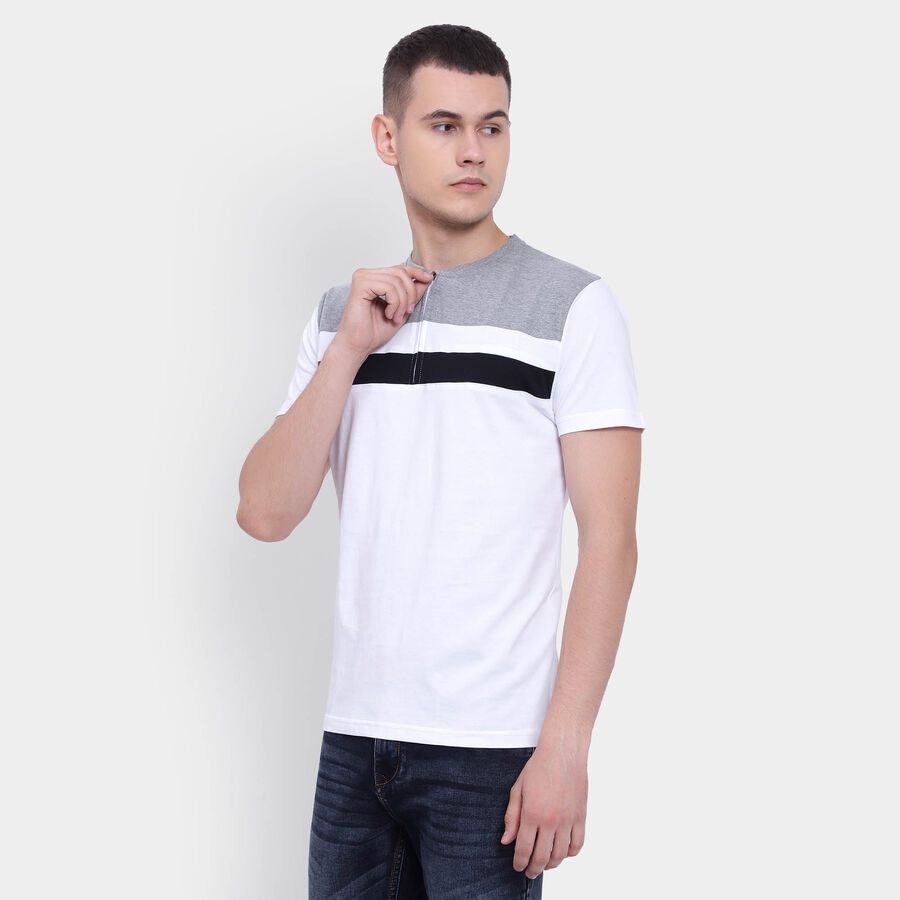 Stripes Henley T-Shirt, White, large image number null