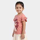 Girls Pink Cotton Round Neck Regular T-Shirt, हल्का गुलाबी, small
