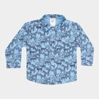 Infants Cotton Printed Casual Shirt, Mid Blue, small image number null