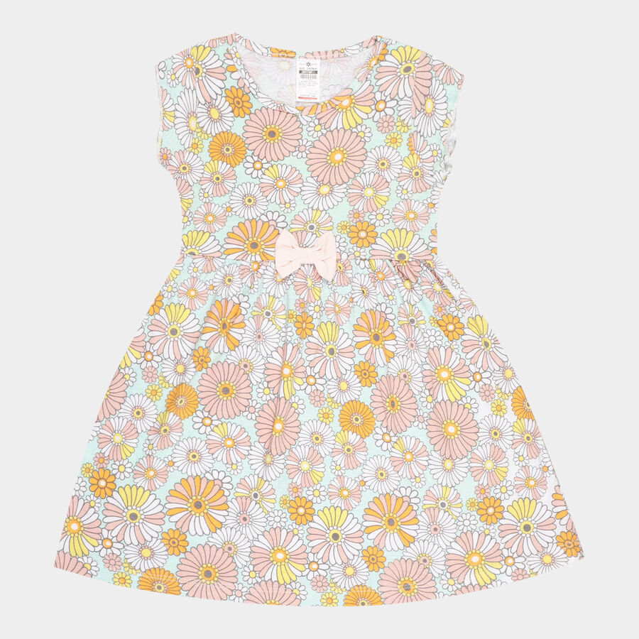 Girls Cotton Frock, Off White, large image number null