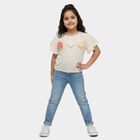 Girls' Off-White Round Neck Casual Sleeveless T-Shirt, Off White, small