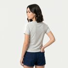Women's Grey Cotton Blend Round Neck Regular T-Shirt, मिश्रित हल्का ग्रे, small