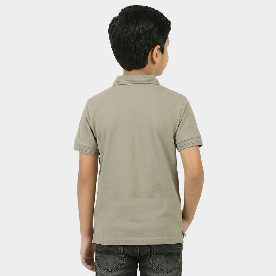 Boys Dark Grey Cotton Round Neck Casual Boys T-Shirt, गहरा ग्रे, large