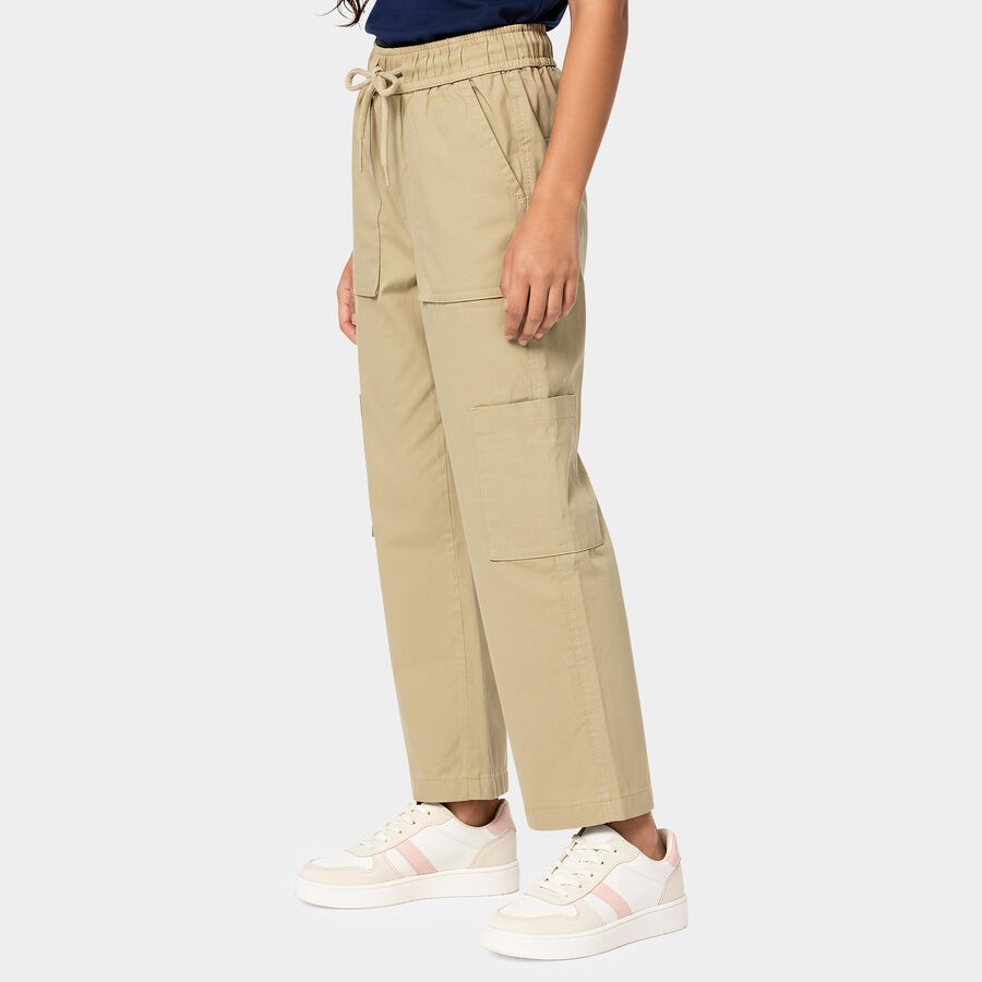 Girls Beige Cargo Fit Utility Jeans, Beige, large