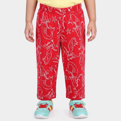 Girls' Pink Straight Fit Printed Capri