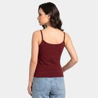 Women's Wine Cotton Scoop Neck Camisole Slip, वाइन, small