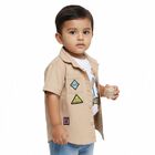 Infants Light Beige Cotton Half Sleeve Classic Casual Shirt, Beige, small image number null