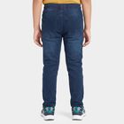 Boys' Dark Blue Blue Jogger Fit Washed Jeans, गहरा नीला, small