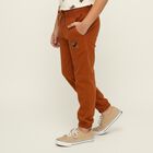 Boys Rust Orange Regular Fit Jogger Trousers, भूरा, small image number null