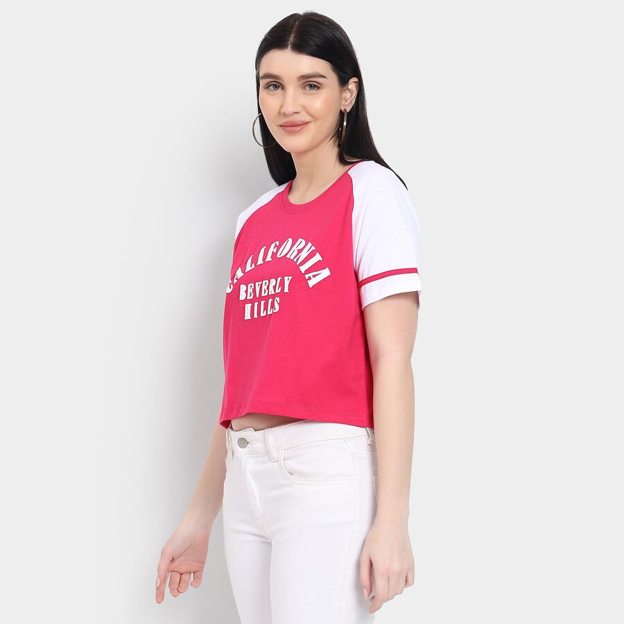 Ladies' 100% Cotton Crop  Top, Pink, large image number null
