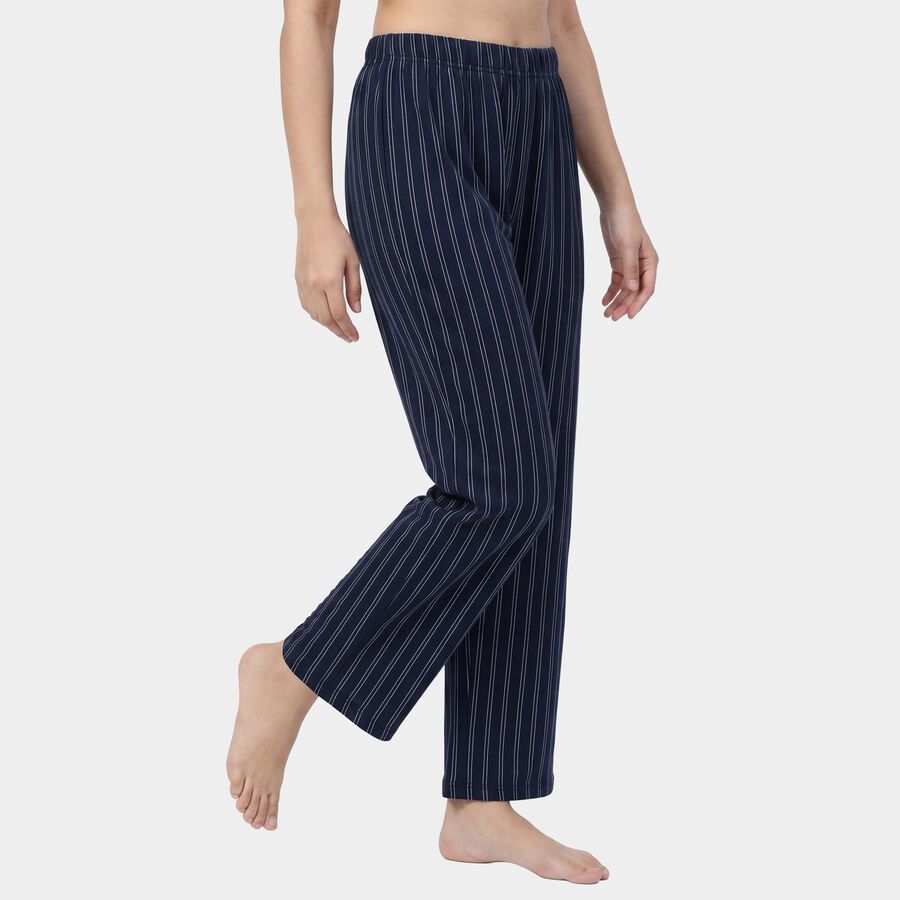 Women's Navy Blue Regular Fit Checkered Pyjama, नेवी ब्लू, large