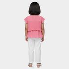 Girls Fuchsia Layered Top and White Capri Set, Fuchsia, small