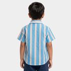Boys Blue Cotton Short Sleeves Collared Regular Fit Shirt, Mid Blue, small