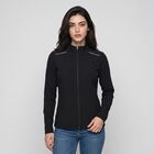 Women's Black Stand Collar Windbreaker Jacket, Black, small
