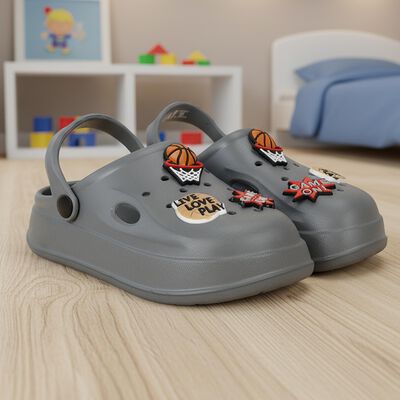 Boys' Grey Slip-On Clogs Sandals
