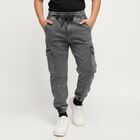 Boys Charcoal Grey Regular Fit Cargo Jogger Trousers, गहरा ग्रे, small image number null