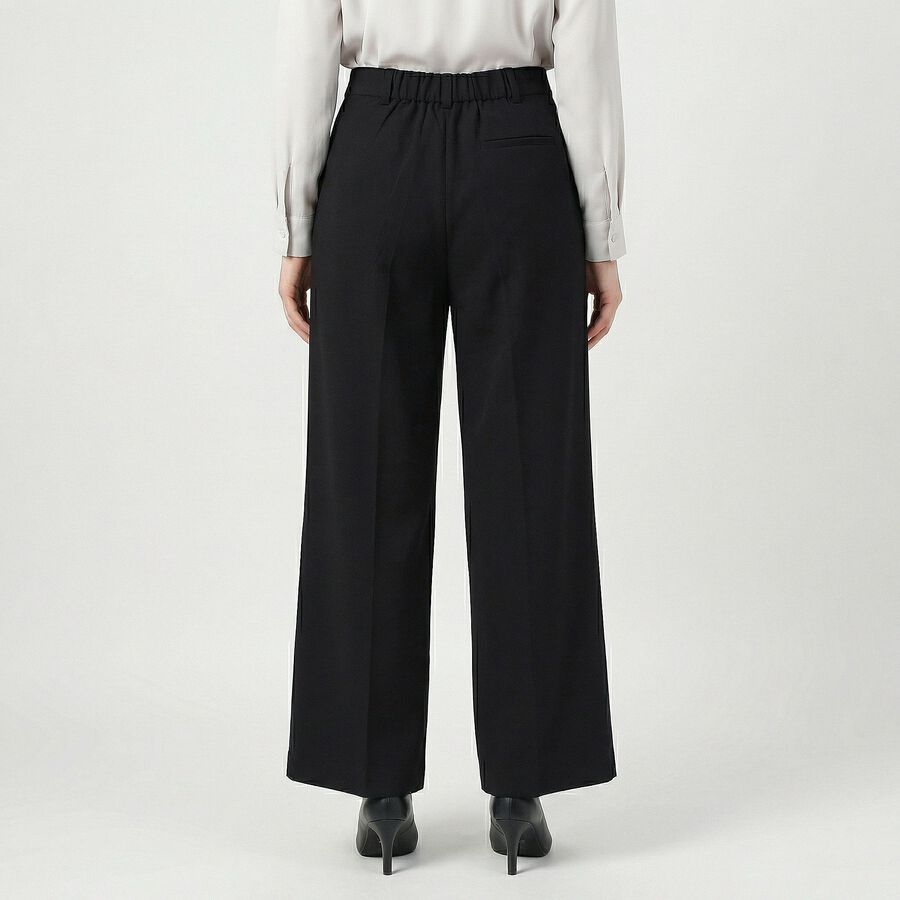 Women's Black Wide-Leg Trousers, काला, large