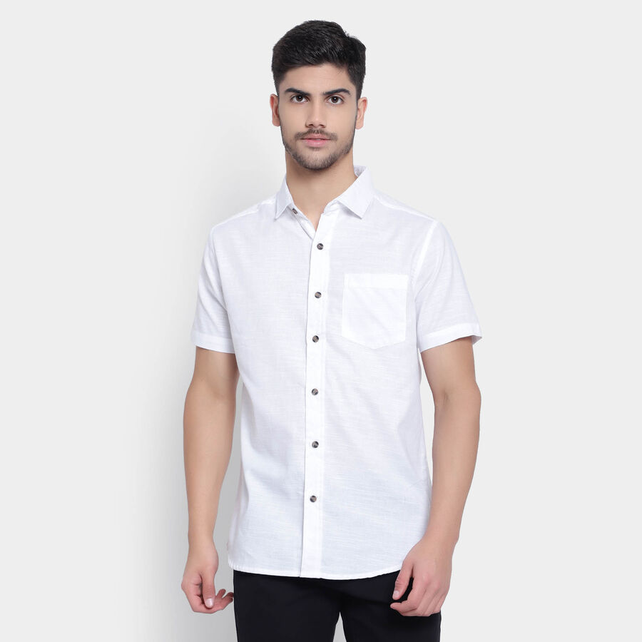 Cotton Solid Casual Shirt, White, large image number null
