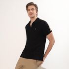 Men's Jet Black Polo Collar Casual T-Shirt, Black, small