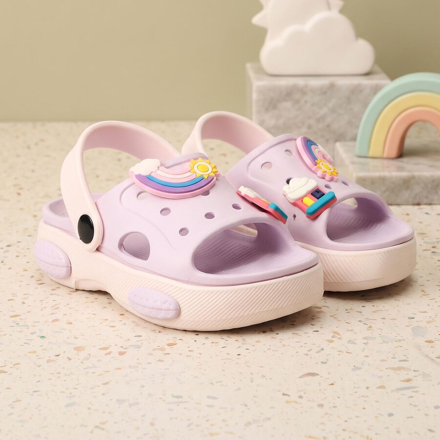 Girls' Lavender Slip-On Back Strap Clog Sandals, Lilac, large