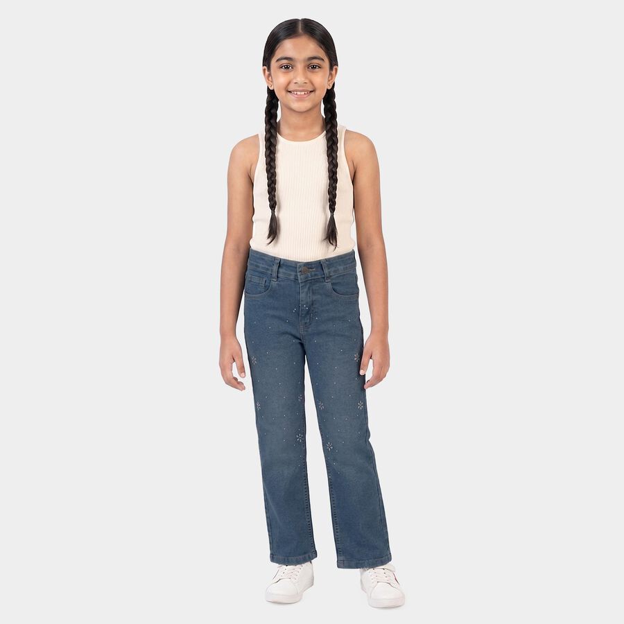 Girls' Jeans, Mid Blue, large