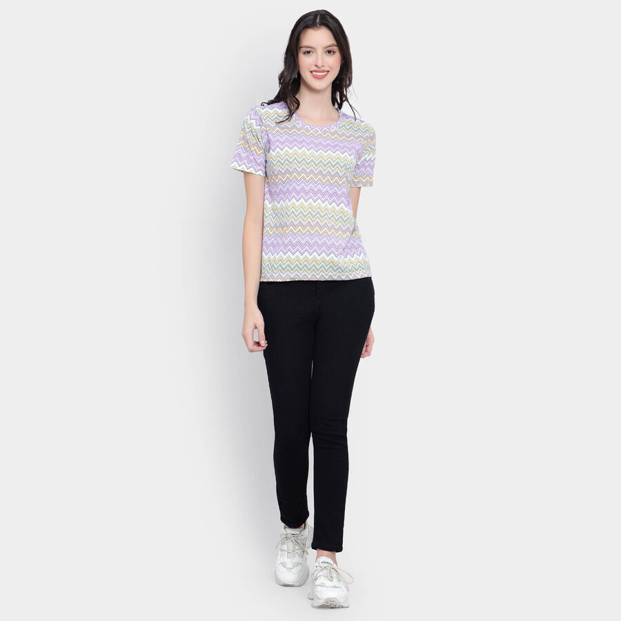 All Over Print Round Neck T-Shirt, लाइलेक, large image number null