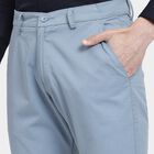Men's 100% Cotton Slim Fit Casual Trousers , Light Blue, small image number null