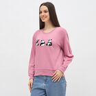 Women's Muted Pink Crew Neck Casual Sweatshirt, गुलाबी, small image number null